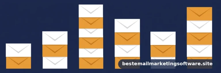 Flat editorial illustration of a bar chart comparing envelope stacks of different heights, in deep navy, paper white, and warm amber