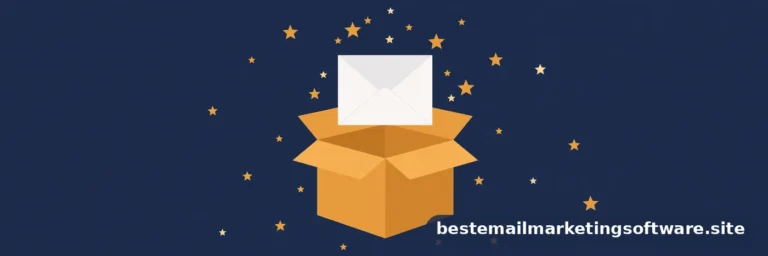Flat editorial illustration of a gift box with an envelope rising from it, in deep navy, paper white, and warm amber
